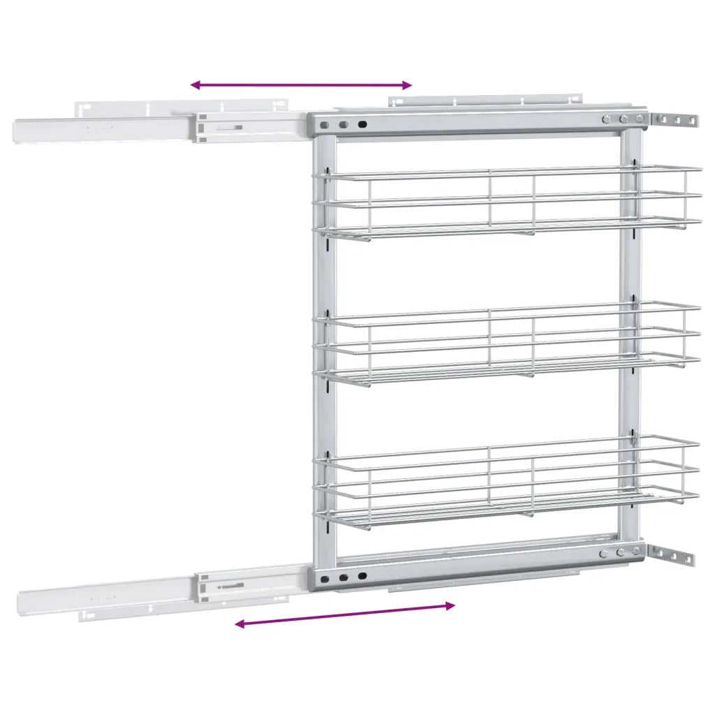 Cestino da Cucina in Rete a 3 Livelli Argento 47x15,5x55,5 cm 50968