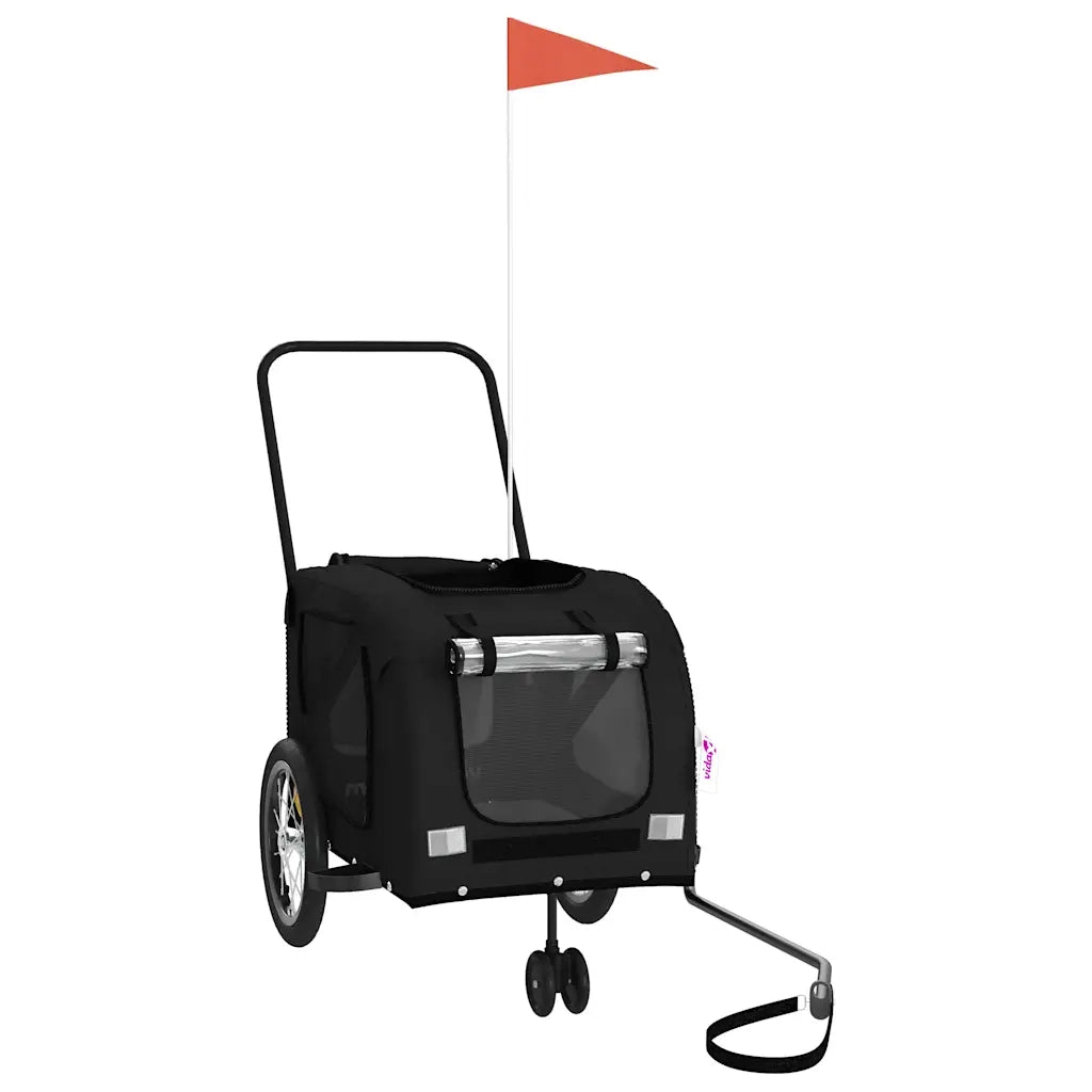 Rimorchio da Bici per Animali Nero Oxford e Ferro CFW1661630