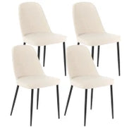 E-STYLO Sedia da pranzo in tessuto beige e gambe in metallo nero, imbottita, 55cm X 46cm H. 85cm.