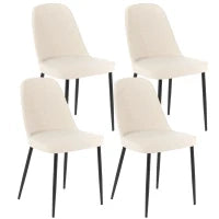 E-STYLO Sedia da pranzo in tessuto beige e gambe in metallo nero, imbottita, 55cm X 46cm H. 85cm.