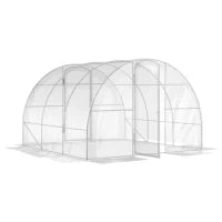 Serra da Giardino a Tunnel 3 x 3 x 2 m 9 m² con Porta a Cerniere Telo, in PE 150 g/m², per Verdure, Piante, Fiori, Trasparente