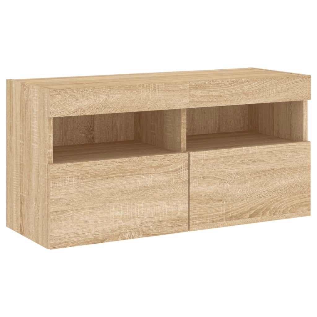 Mobile TV a Parete con Luci LED Rovere Sonoma 80x30x40 cmcod mxl 111902