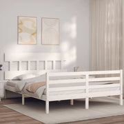 Giroletto con Testiera-Struttura Letto con testiera Bianco 160x200 cm Legno Massello 396444