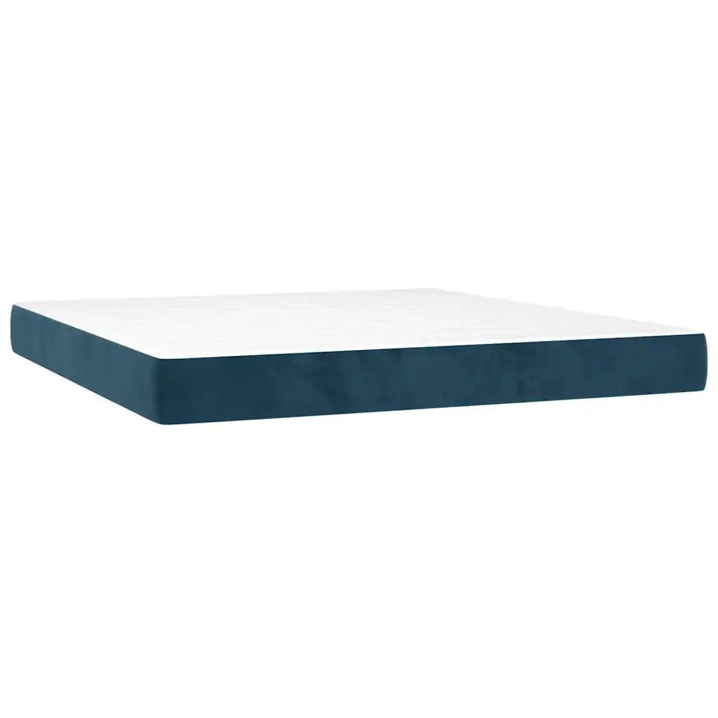 Giroletto a Molle con Materasso Blu Scuro 160x200 cm in Velluto