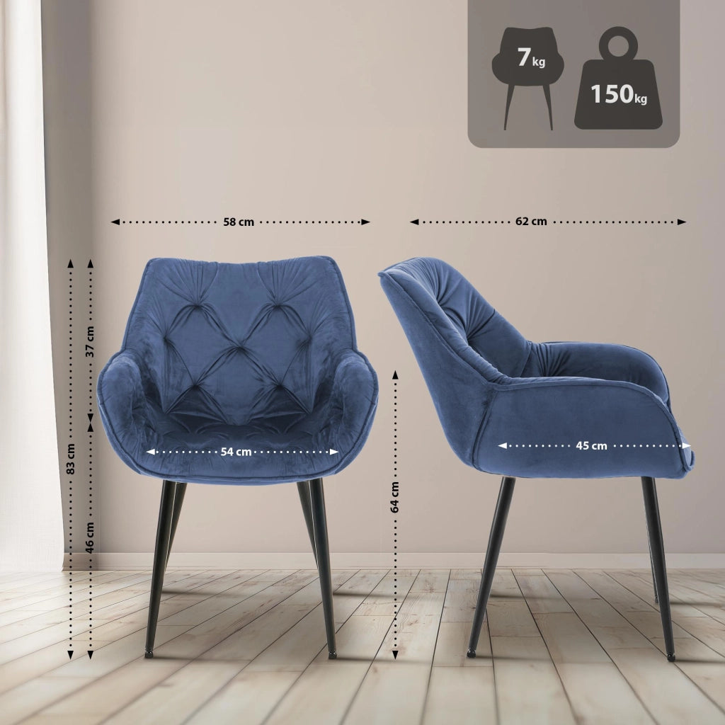 Sedia Tanna in velluto blu
