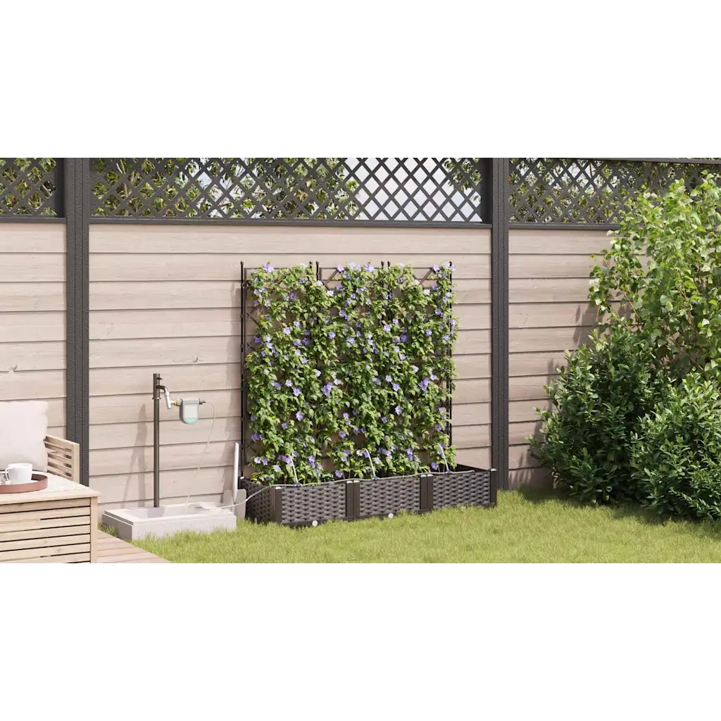 Vaso da giardino 3 pcs Marrone Plastica 42002829