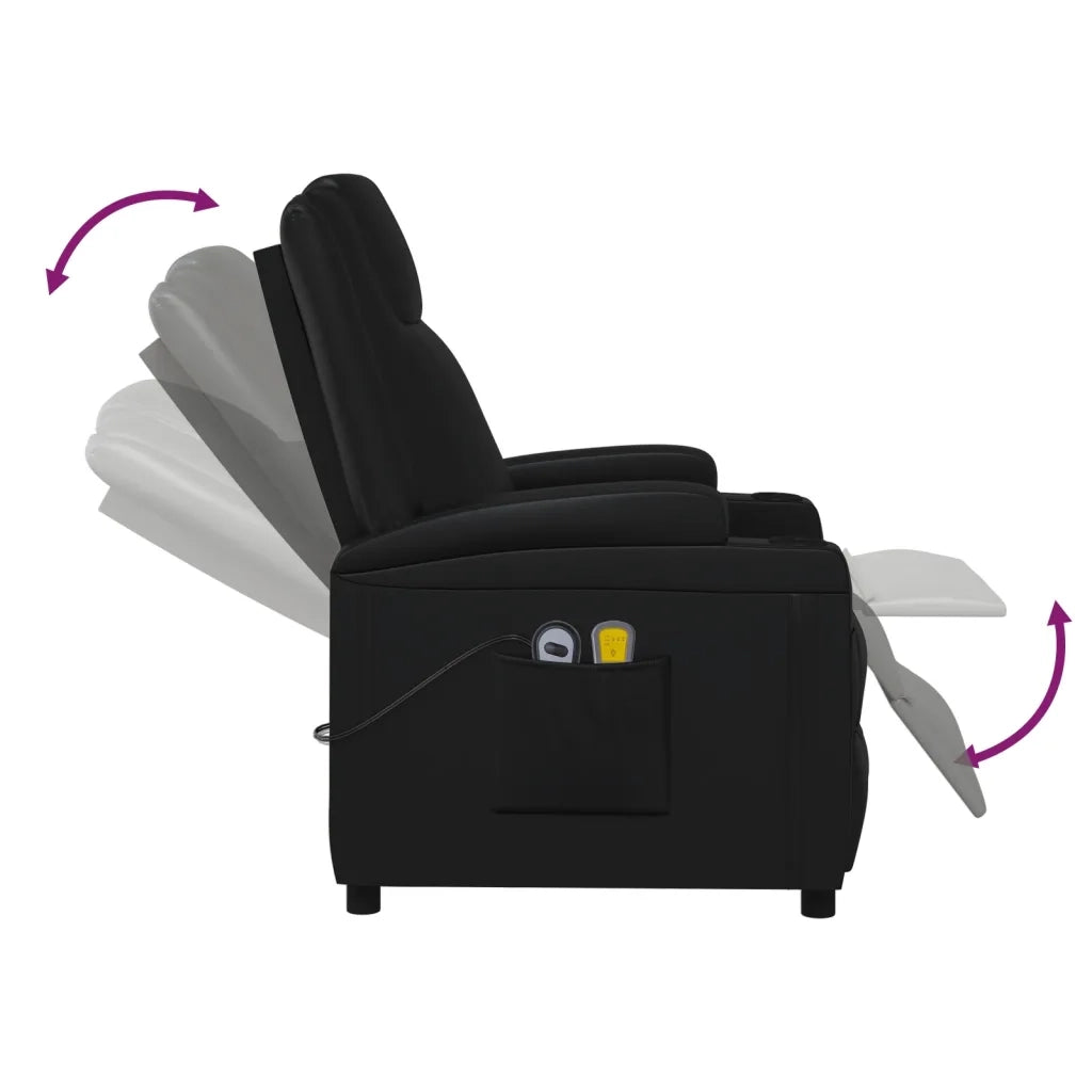 Poltrona Massaggiante | Sedia Relax Elettrica Nera in Similpelle
