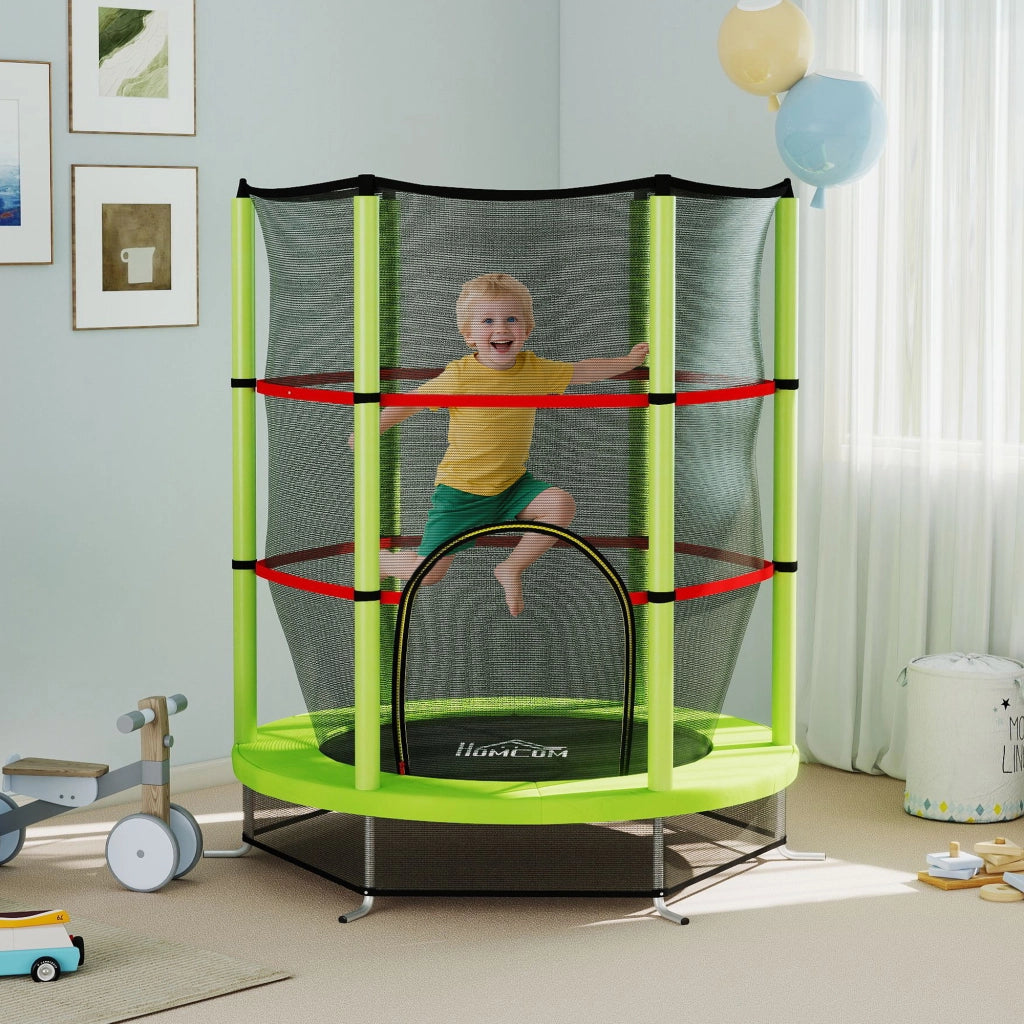 Trampolino per Bambini con Rete di Sicurezza ¨C zephmum ¨C Verde ?140x190 cm