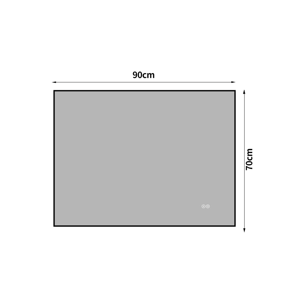 Specchio LED da bagno 70x90 cm con cornice in alluminio, antiappannamento, 3 colori luce