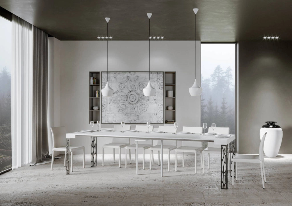 Consolle Allungabile 90-300x40x77 cm in Nobilitato Bianco