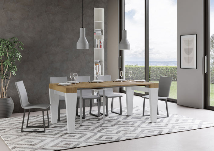 Consolle Allungabile 90-300x40x77 cm in Nobilitato Marrone e Bianco