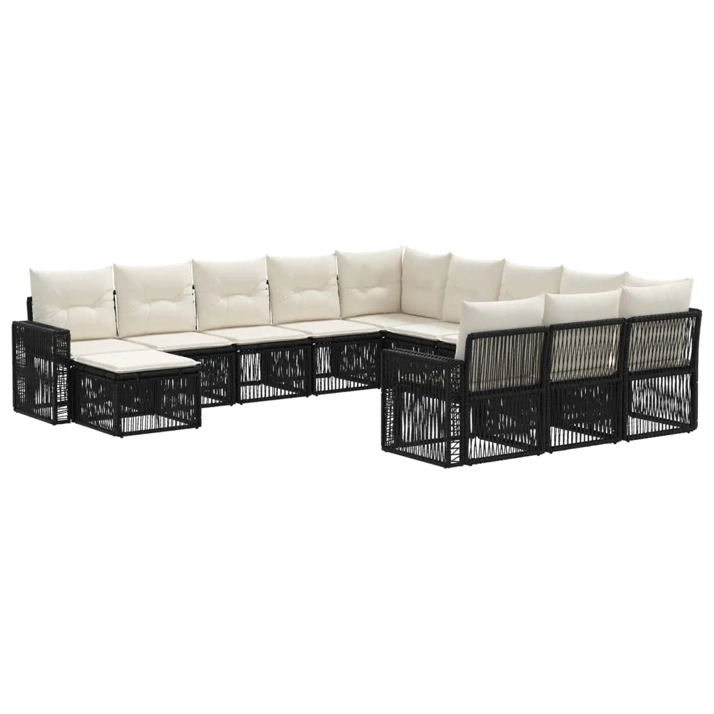 Set Divano da Giardino 12 pcs Nero e Bianco Crema polyrattan 3435328