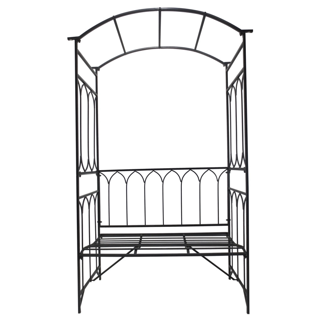 Arco per Rose in Metall con Panchina ¨C Zephmum ¨C Nero 115x50x203 cm