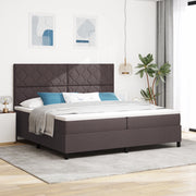 Letto con Rete a Molla e Materasso & LED Marrone Scuro 200x200 cm Tessuto