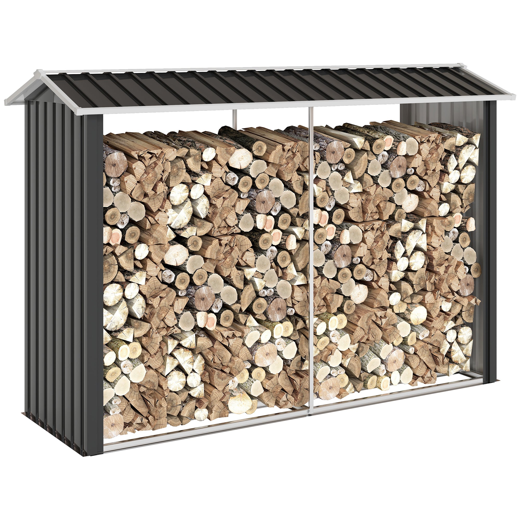 Legnaia con Struttura con Base Rialzata 240x 86x160 cm in Acciaio Galvanizzato Nero