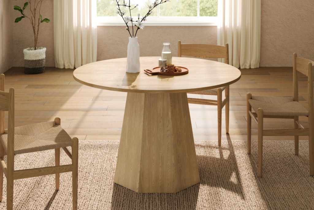 TAVOLO da pranzo rotondo 120 cm in MDF colore rovere per 4-6 persone