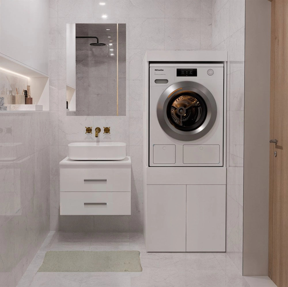Mobile bagno per lavatrice o asciugatrice POLA twin 1s bianco scaffale cassetto
