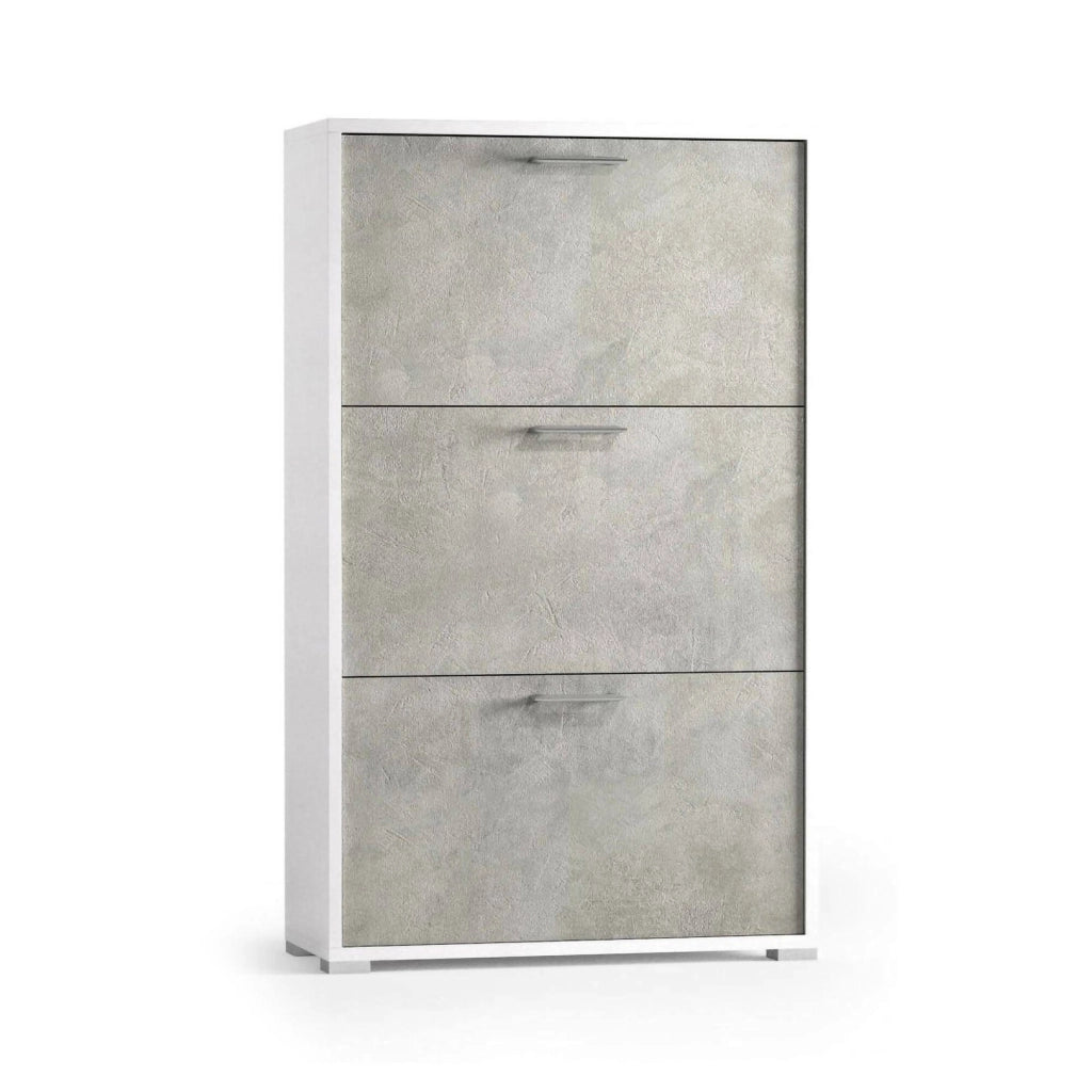 Mobile Portascarpe Axinite, Scarpiera 18 Paia Made in Italy, 67x28x112h cm Bianco