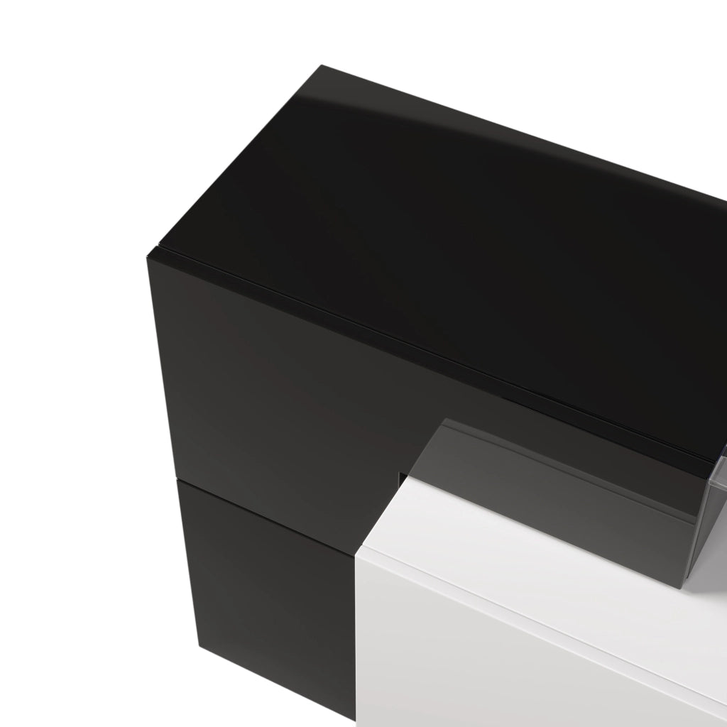 Mobile TV 200x35x60 cm; con LED e ampio spazio; truciolato e MDF; nero e bianco