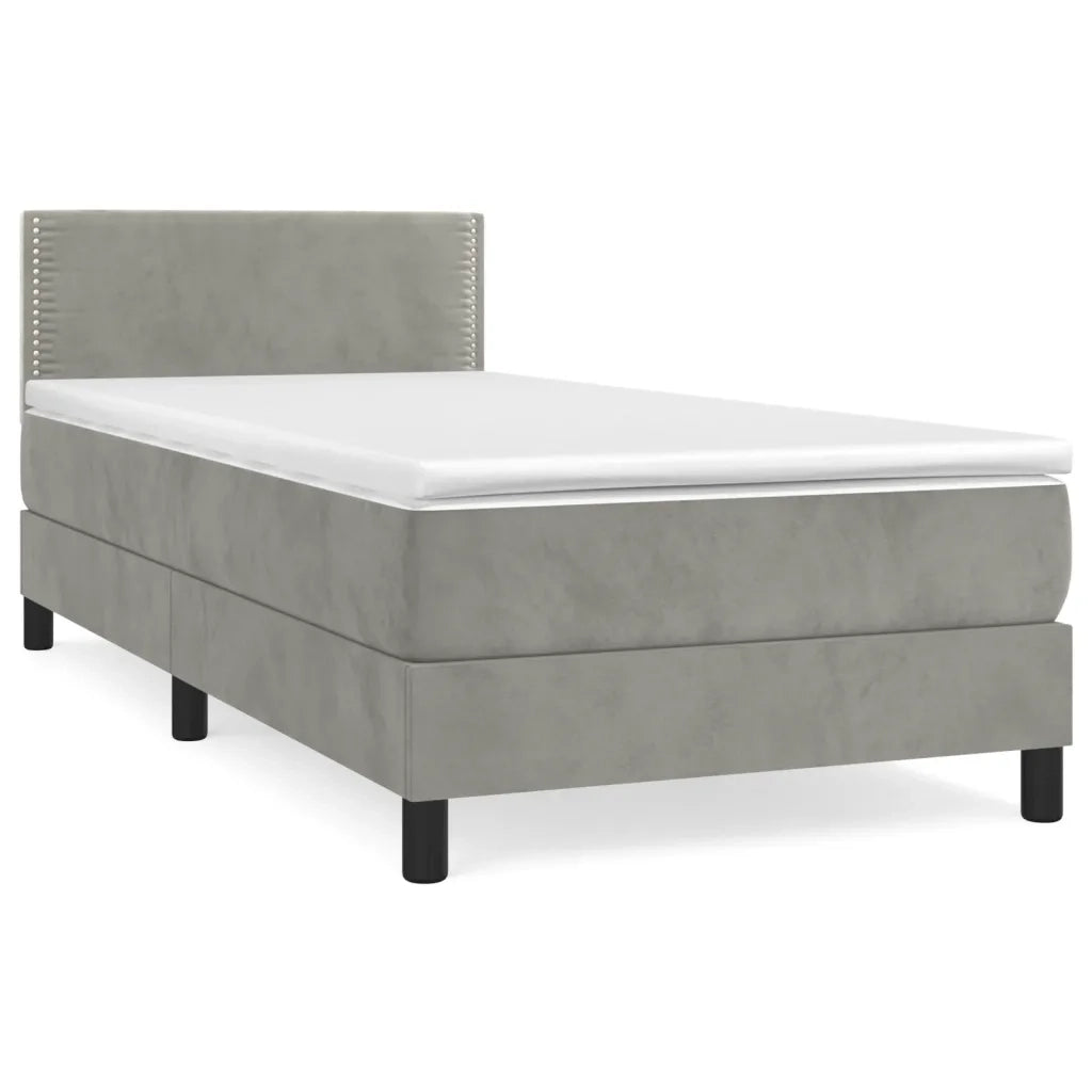 Giroletto a Molle con Materasso Grigio Chiaro 90x200 cm Velluto 3141221