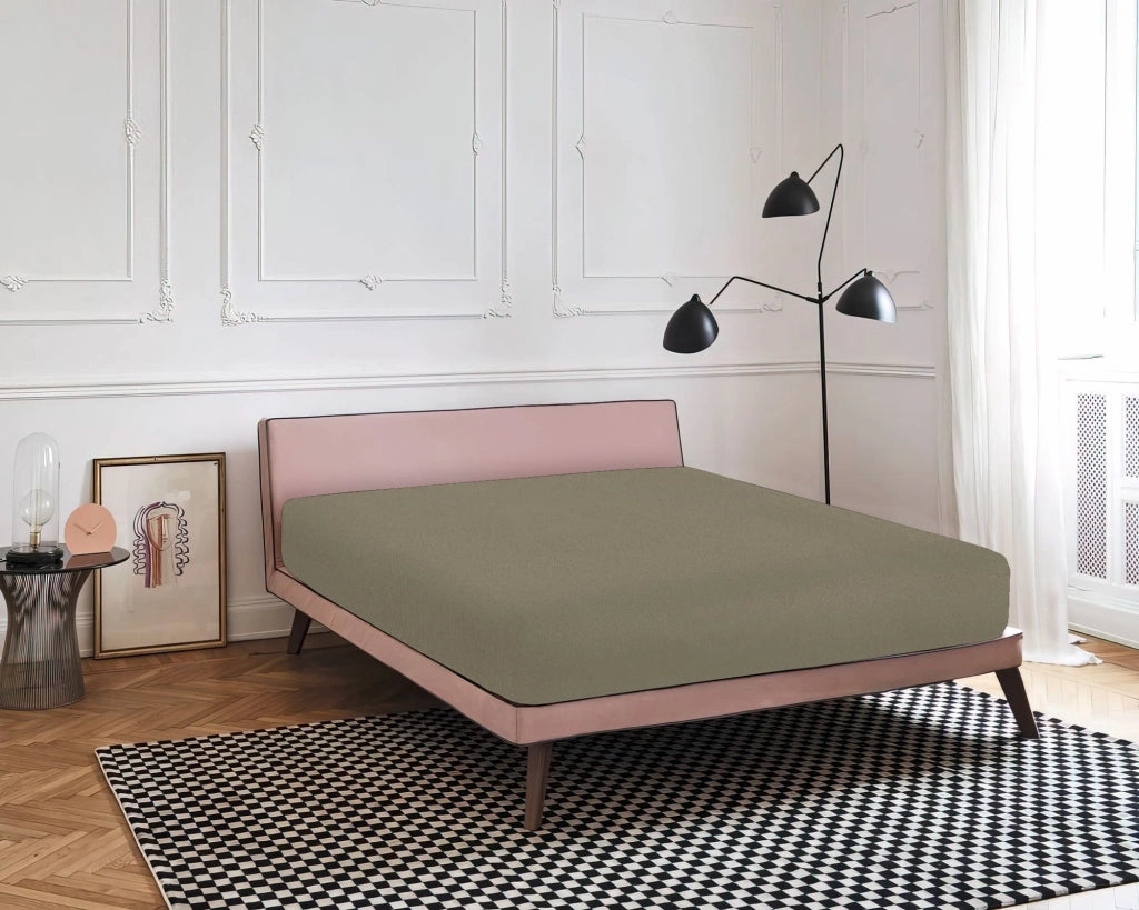 Lenzuolo Sotto Con Angoli Elastici 100% Puro Cotone  Tortora - Una piazza e mezza