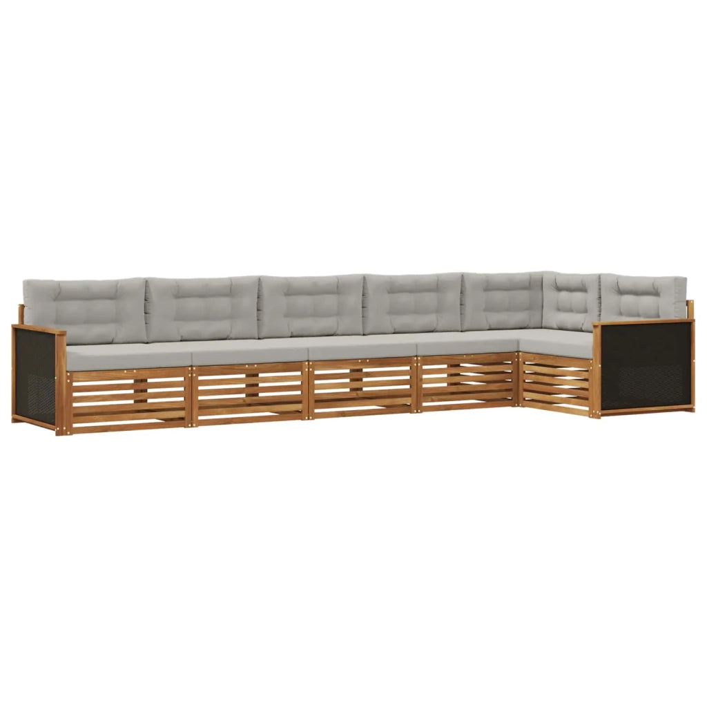 Set di divani da esterno 6 pz Naturale e Grigio Chiaro 3383404