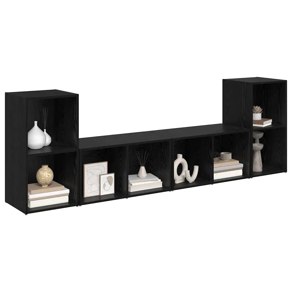 vidaXL Set mobile TV 4 pcs Rovere nero 37 x 35 x 72 cm