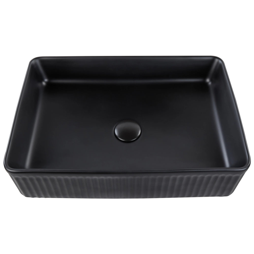 Lavandino da appoggio in ceramica nera 500 x 340 mm opaco Lavandino da bagno rettangolare stile moderno
