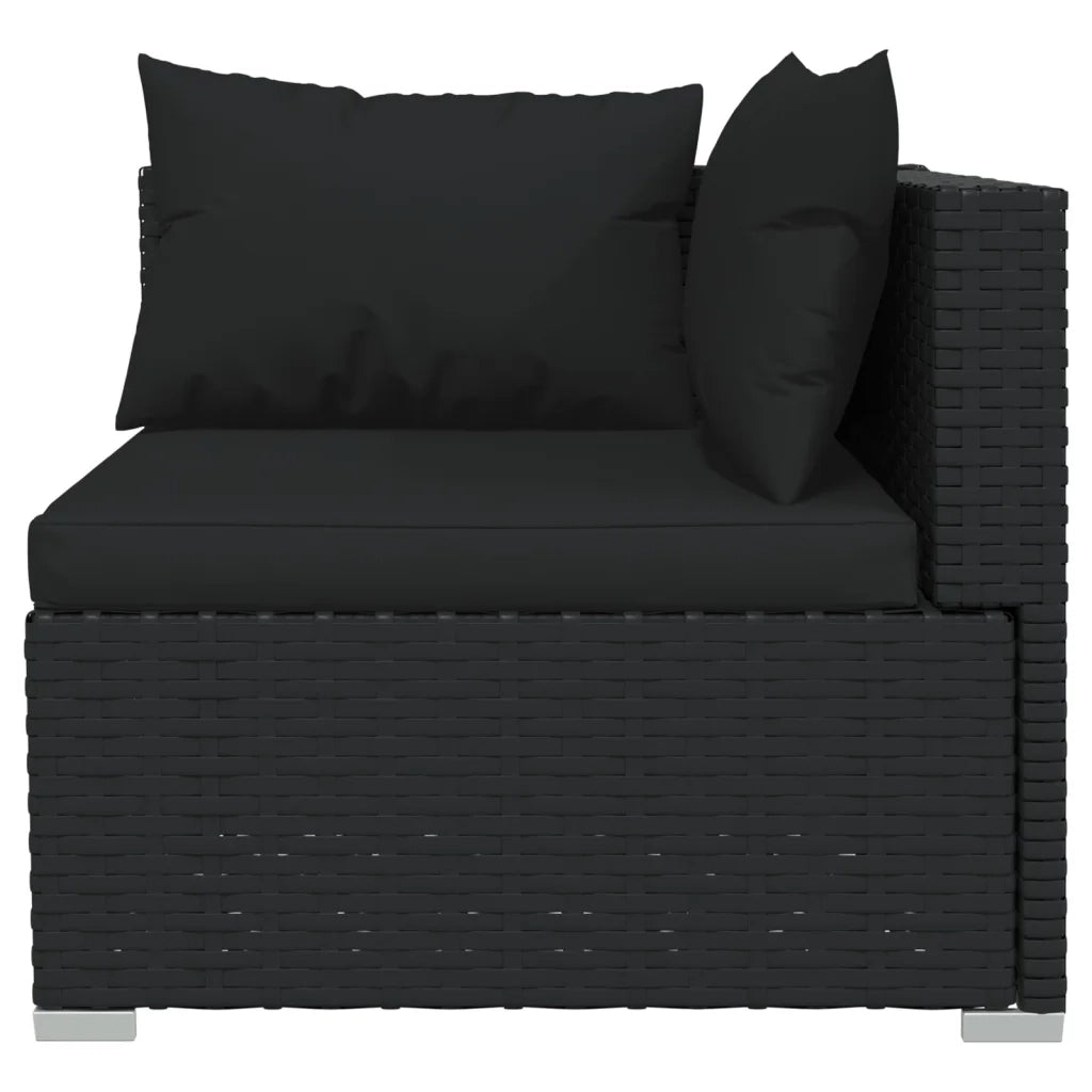 Divano a 3 Posti con Cuscini in Polyrattan Nero cod mxl 37421