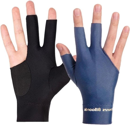 Set di 2 guanti da biliardo respiranti | Guanti da snooker professionisti a tre dita | Guanti da bagno elastici