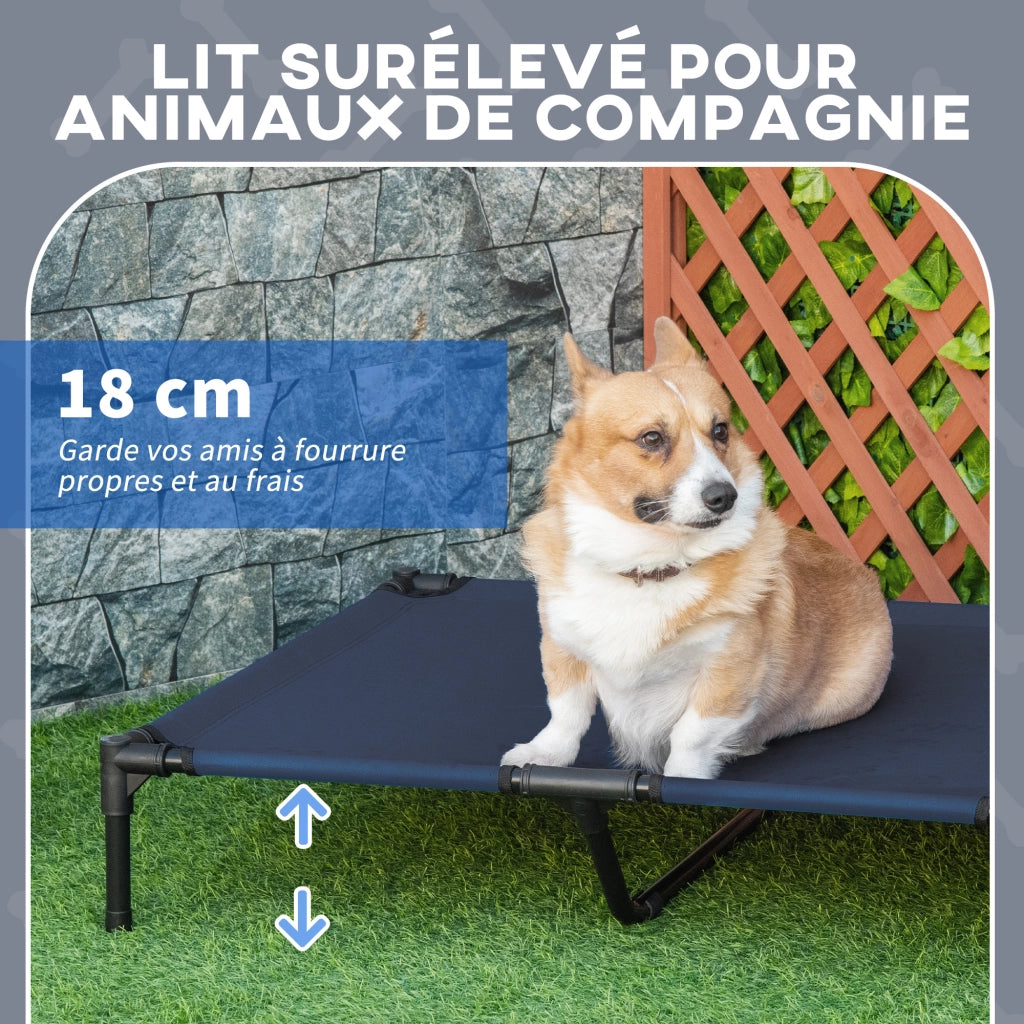 Letto per cane rialzato con trasportino ¨C Zephmum ¨C Blu 92x76x18 cm