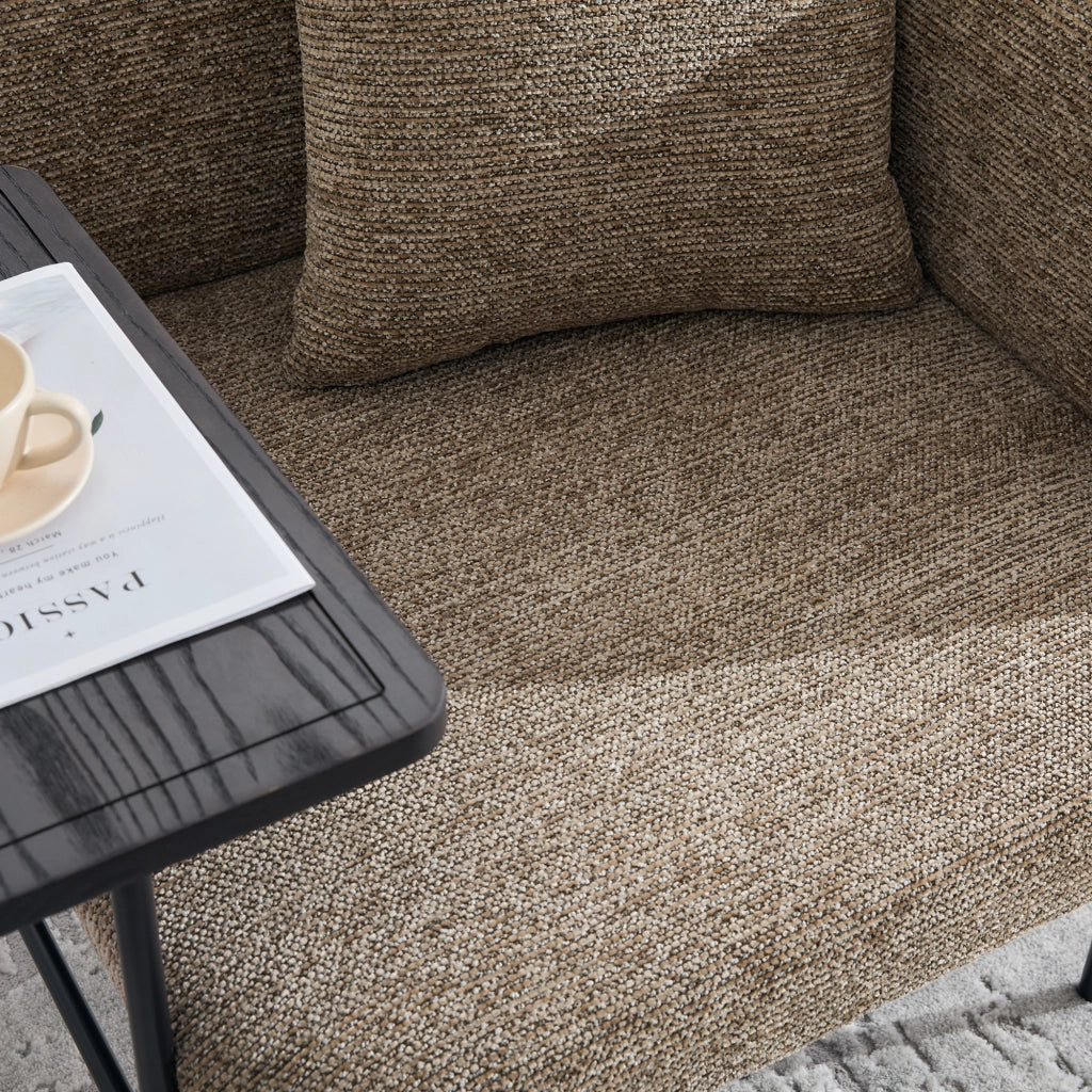 POLTRONA con tavolino laterale 86x72x71 cm Chenille Kaki