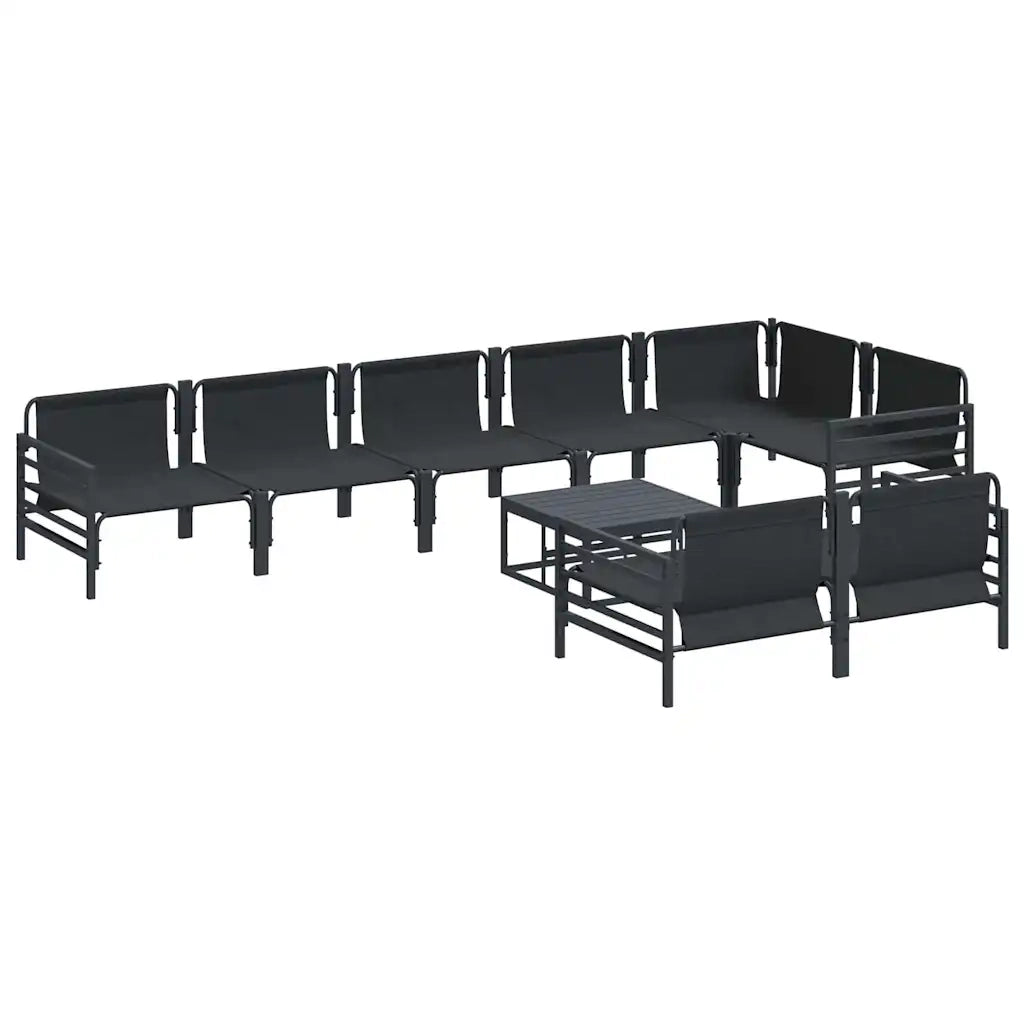 Set Divano da Giardino con cuscino 9 pcs Nero Acciaio 3379009