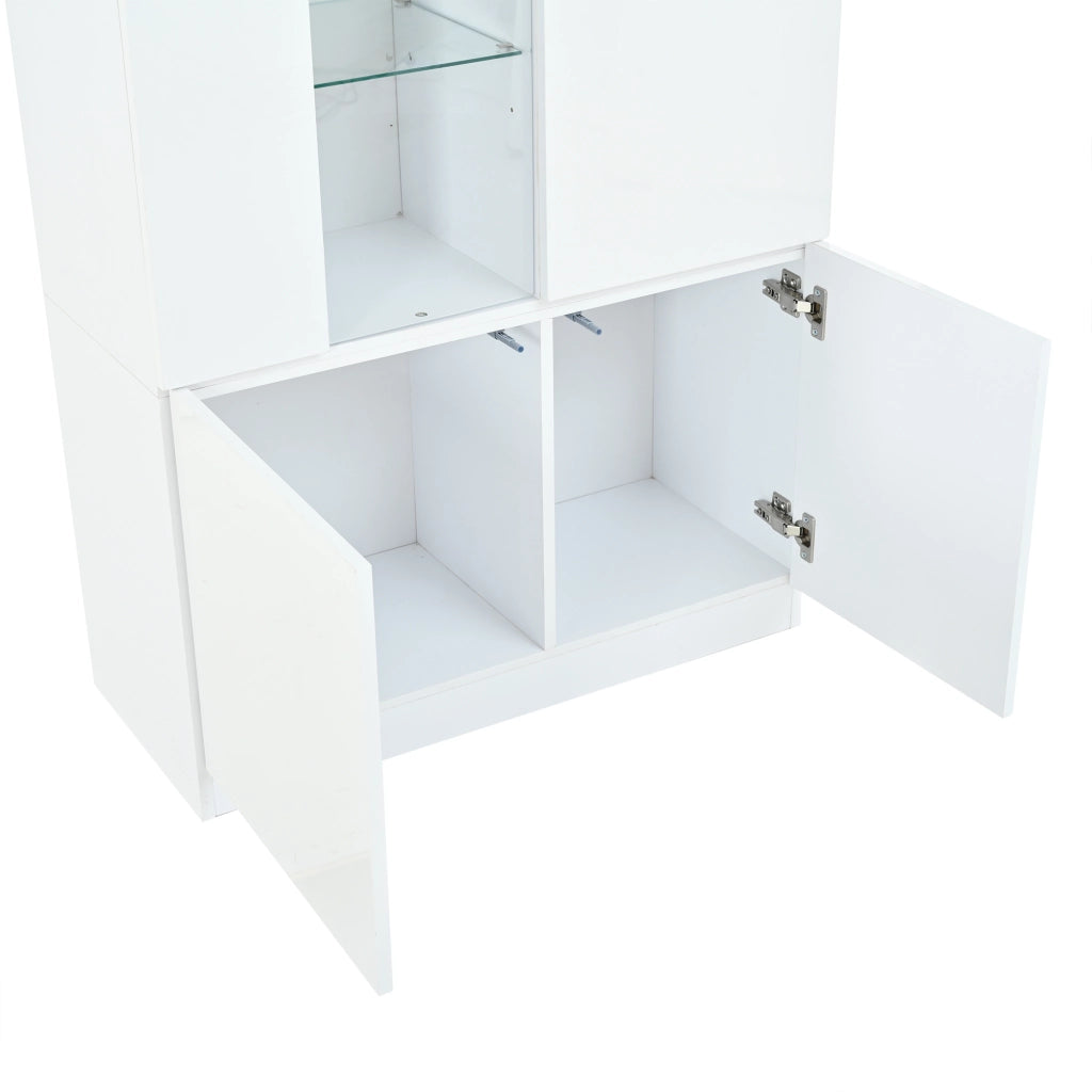Vetrina 80x35x180 cm con illuminazione LED Bluetooth in MDF bianco