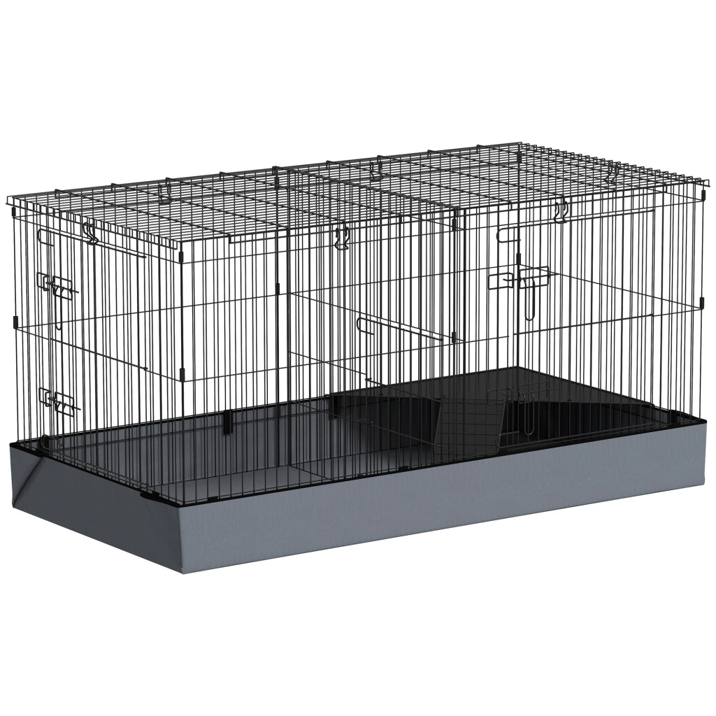 EasyComfort Gabbia per Animali Piccoli 2 in 1, Coperchio Rimovibile e Sezioni Separate, 121x61x61 cm, Nero