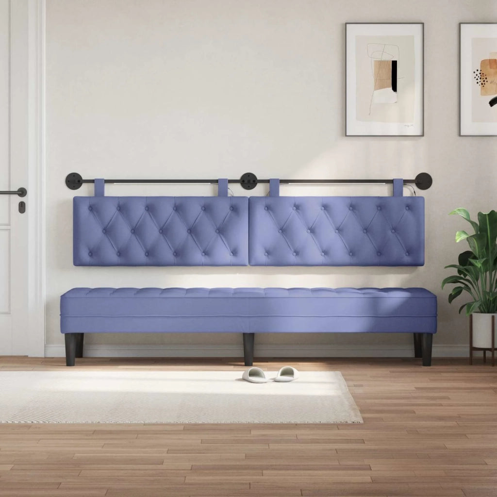 Testiera sospesa Con luce LED Blu jeans Tessuto