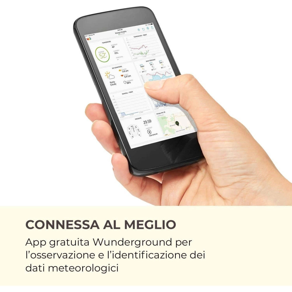 Trade Shop - Stazione Meteo Barometrica Professionale Con Data Ora Radiocontrollata Wifi App -