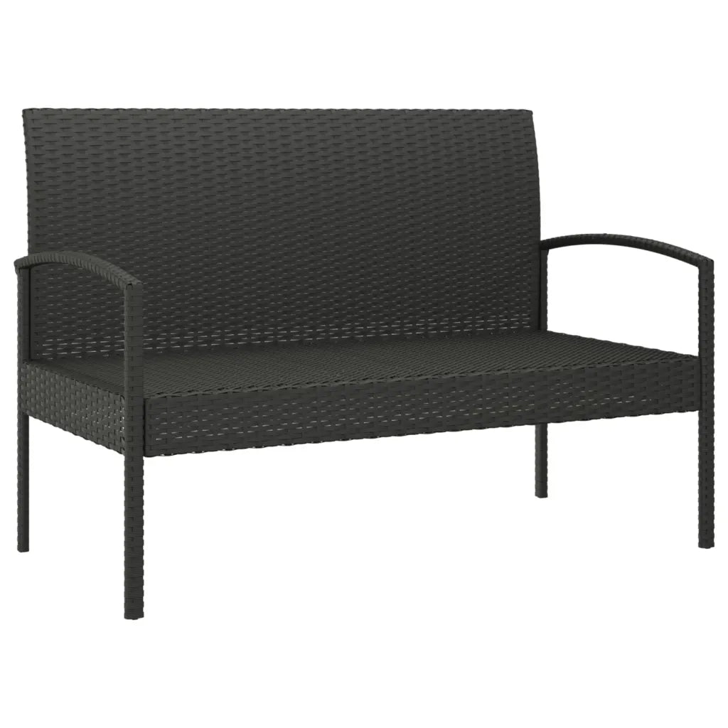 Panca da Giardino con Cuscino Nera 105 cm in Polyrattan