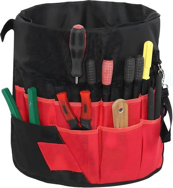 Carrello per secchi - 42 contenitori - spalla per attrezzi - contenitore per attrezzi da giardino.