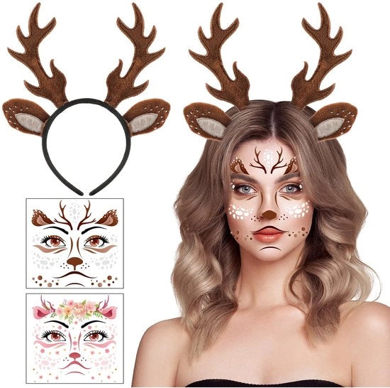 Benda per Capelli con Disegno di Cervo - Benda per Donne - Disegno di Cervo per il Viso - Costume da Cervo - Materiale di Tessuto Sovraccosto - Carattere Naturale - Accessorio per Costume