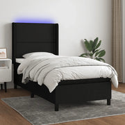 Letto a Molle con Materasso e LED-Struttura Letto con Materasso Nero 80x200 cm in Tessuto 403295