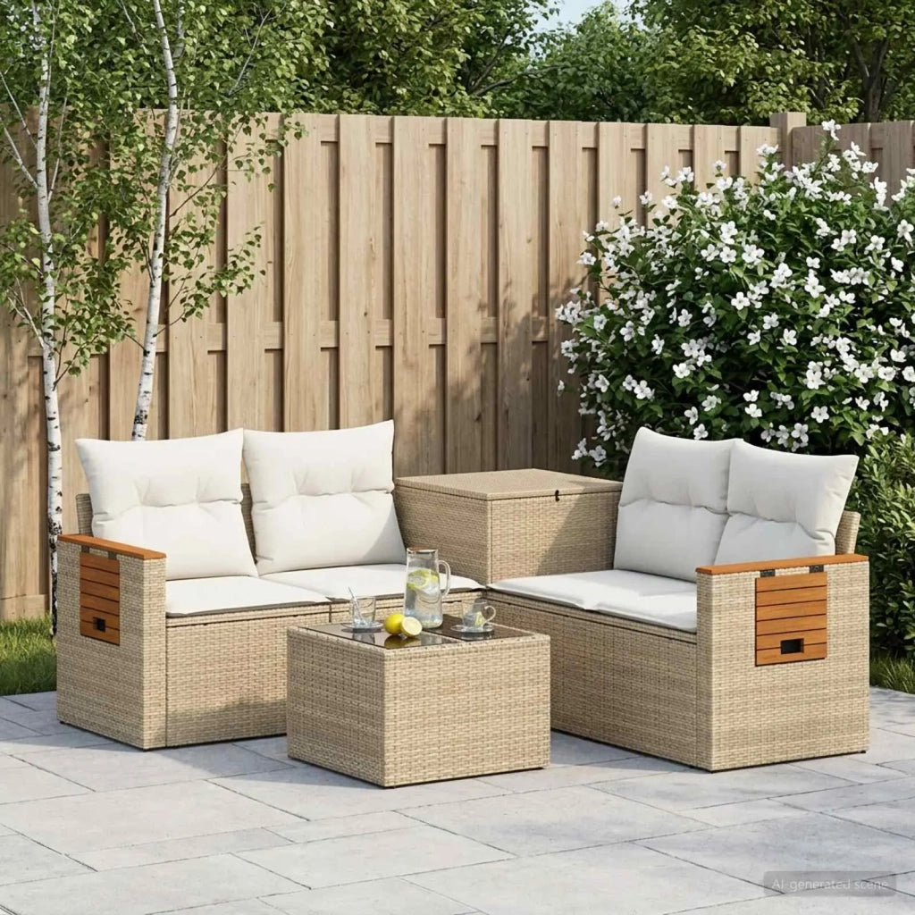 Set di divani 6 pz Beige e Bianco Crema 3447674