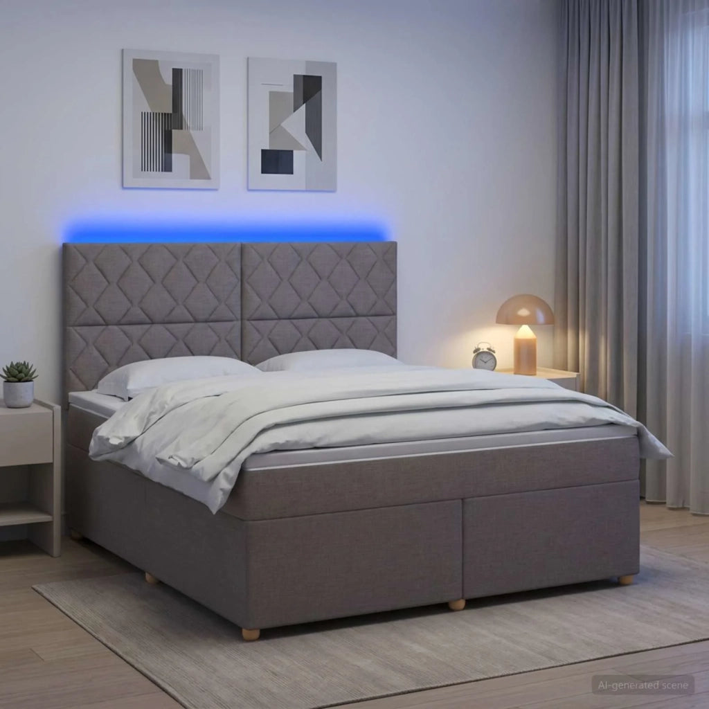 Letto box spring con materasso Tortora 180 x 200 cm Tessuto 3455417
