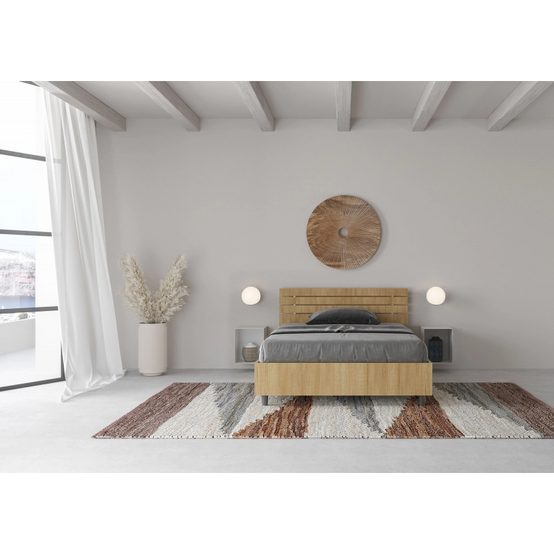 Letto 1 piazza e mezza 120x190 cm testata dritta con doghe Ankel - Senza rete,Quercia Natura