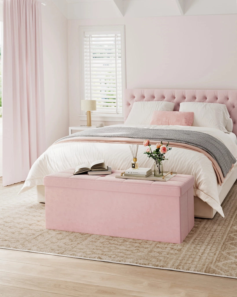 VALORA Pouf organizer per riporre oggetti, rosa pastello LSF277R01