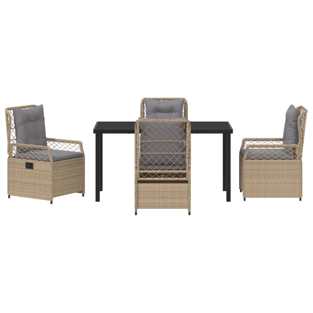 Set da pranzo da giardino 5 pezzi beige polyrattan