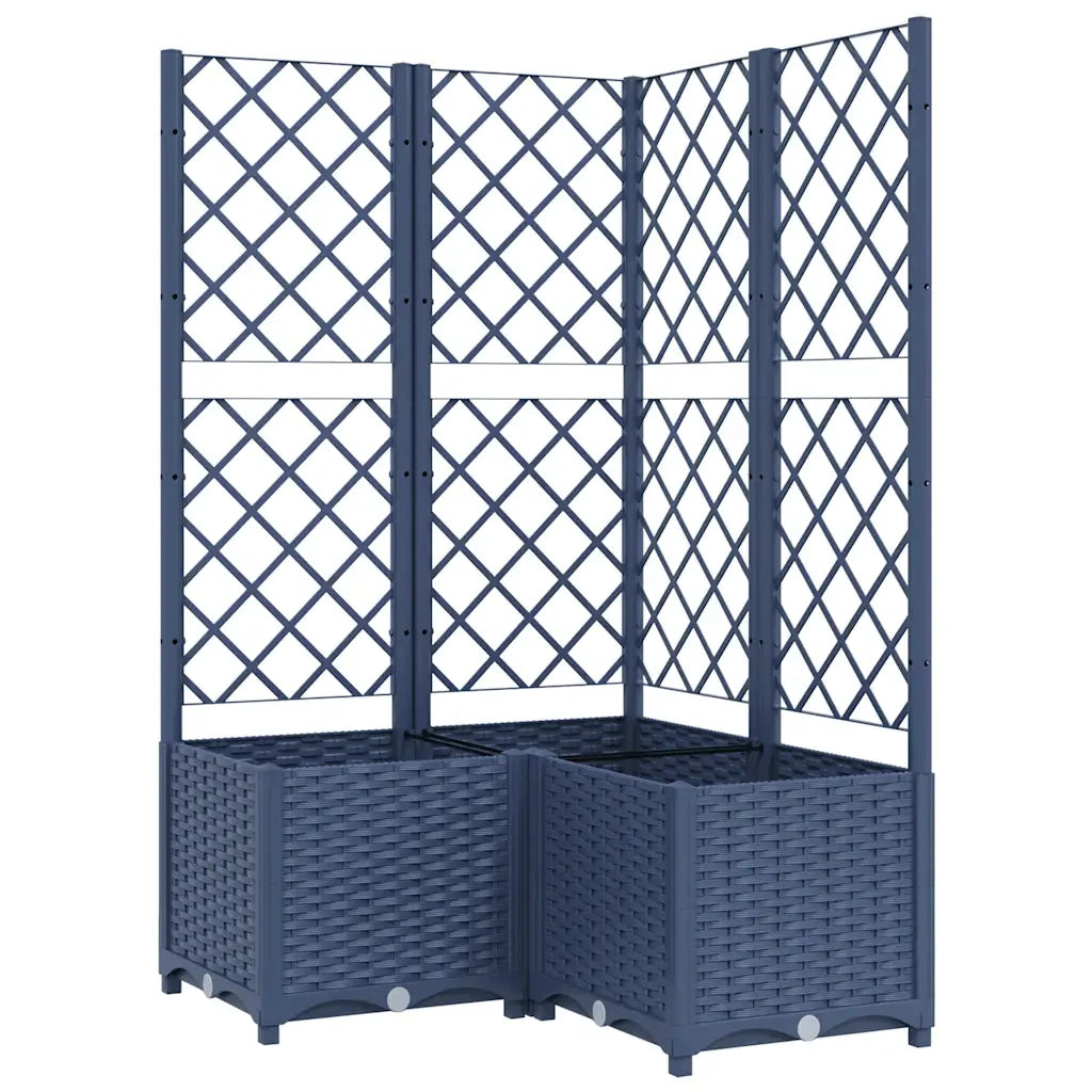 Fioriera | Cassetta per fiori | Vaso da Giardino con Graticcio Grigio Blu 80x80x136 cm PP