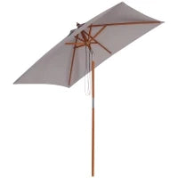Ombrellone da Giardino Inclinabile 2x1.5 m a 6 Stecche con Palo in Legno di Abete, Grigio