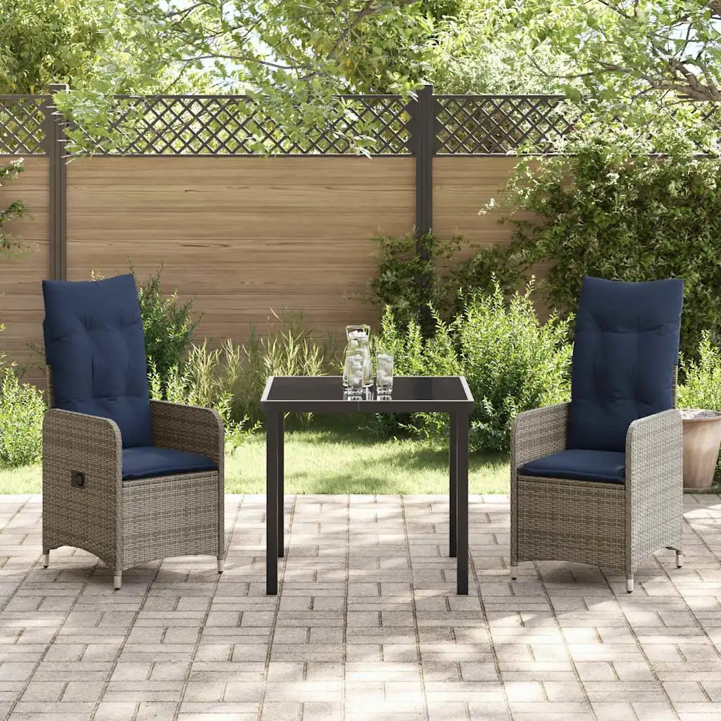 vidaXL Set da Pranzo per Giardino 3 pcs Grigio polyrattan