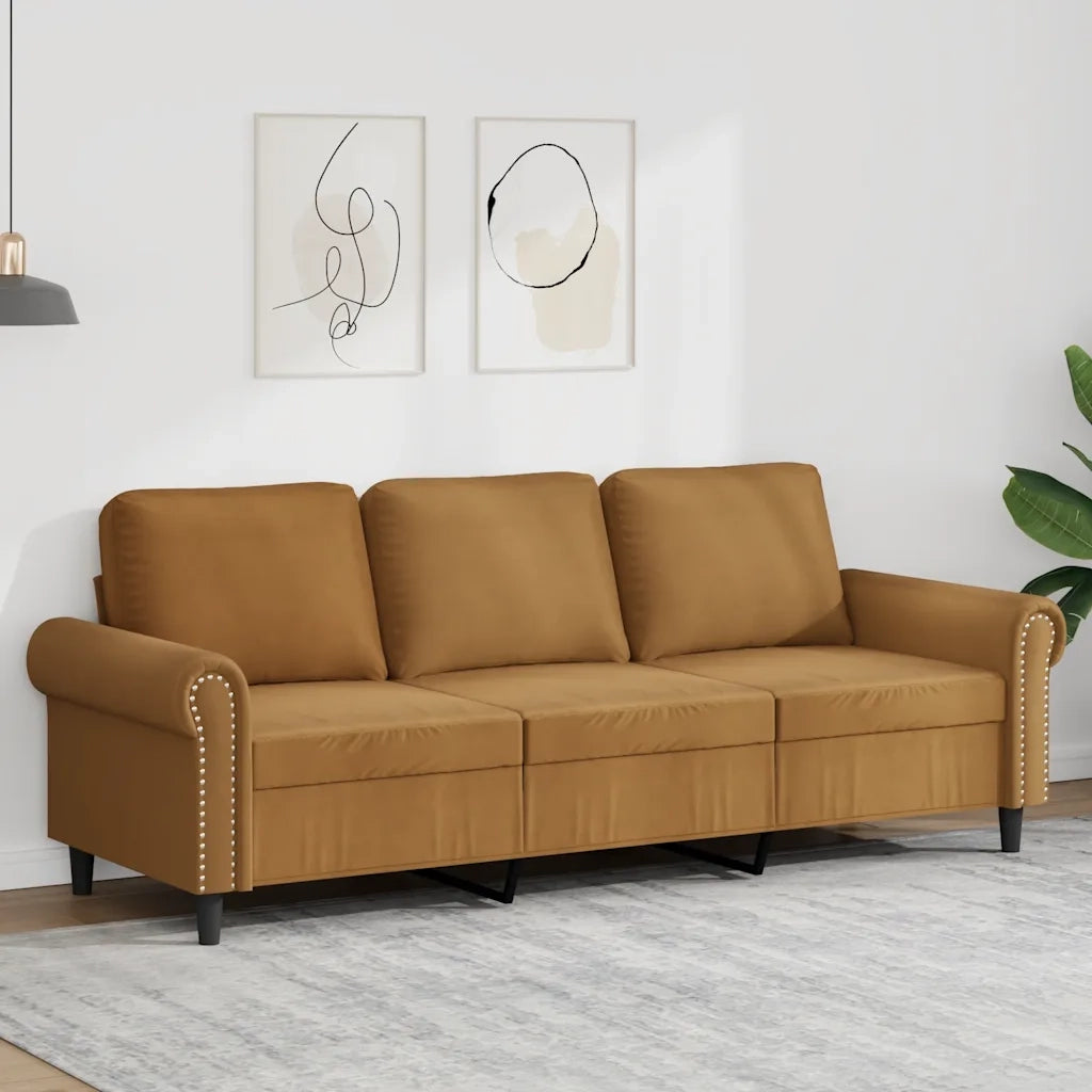 Divano a 3 Posti Marrone 180 cm in Vellutocod mxl 86740
